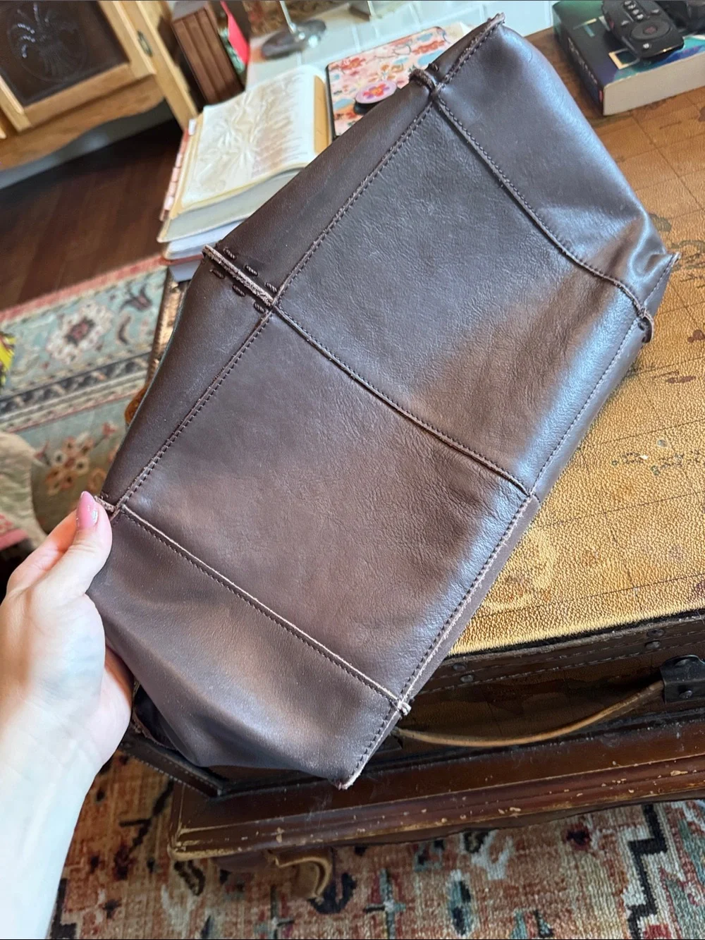 The Sak Dark Brown Shoulder Tote with Tan Handle and Tassel - Picture 6 of 6